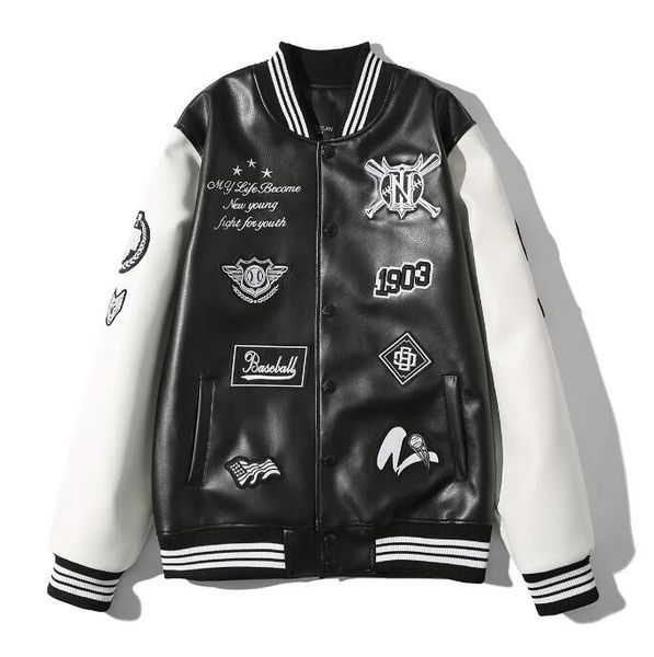 oversized pu leather jackets long sleeve women men designer jacket spring embroidery baseball mens coats, Black
oversized pu leather jackets long sleeve women men designer jacket spring embroidery baseball mens coats, Black