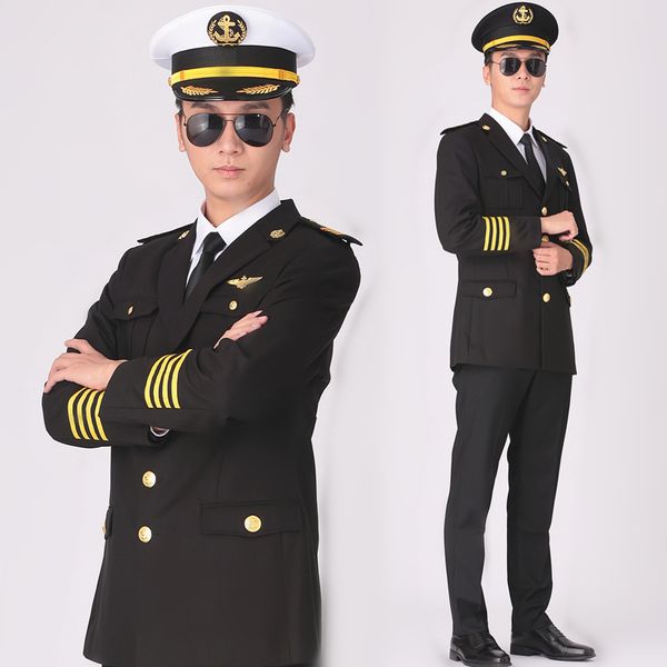 stage wear cruise ship captain navy uniform sailor crew member black hat coat pants and accessories men spring autumn suit yacht work set, Black;red
stage wear cruise ship captain navy uniform sailor crew member black hat coat pants and accessories men spring autumn suit yacht work set, Black;red