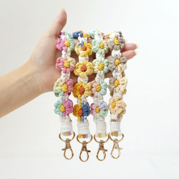 soft macrame flower keychain boho handmade wristlet bracelet keychain country style wrist lanyard handmade holder for women, Silver
soft macrame flower keychain boho handmade wristlet bracelet keychain country style wrist lanyard handmade holder for women, Silver