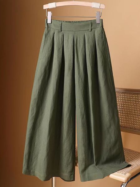 women's short's pants cotton and linen sevenpoint wideleg culottes highwaisted trousers summer thin loose casual 230404, White;black
women's short's pants cotton and linen sevenpoint wideleg culottes highwaisted trousers summer thin loose casual 230404, White;black
