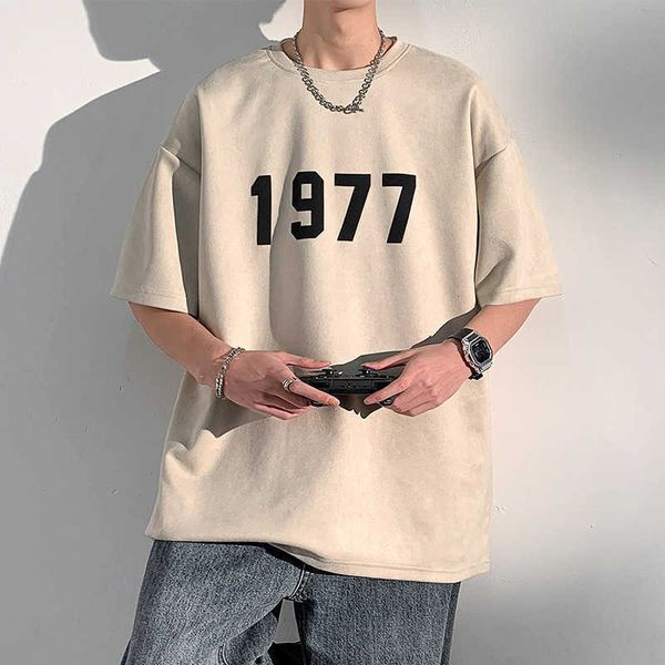 men's t-shirt short suede summer 220g fashion brand loose american high street 5/4 sleeve new half sleeve, White;black
men's t-shirt short suede summer 220g fashion brand loose american high street 5/4 sleeve new half sleeve, White;black