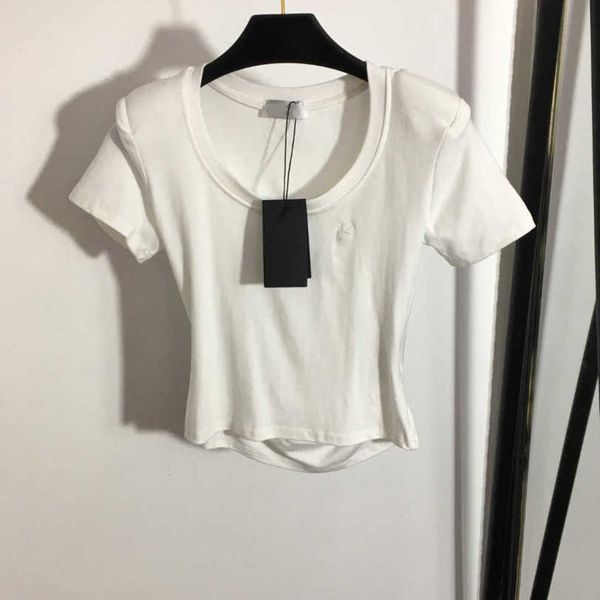23ss designer clothes women womens t-shirt tee round neck pure cotton embroidered letter bare waist slim short sleeve t-shirt women clothes, White
23ss designer clothes women womens t-shirt tee round neck pure cotton embroidered letter bare waist slim short sleeve t-shirt women clothes, White