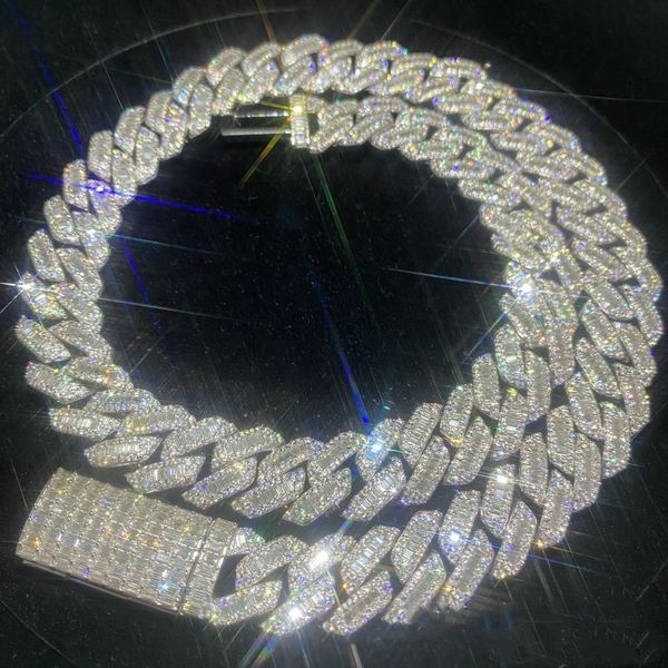 passed diamond test 15mm width 925 sterling silver bling baguatte moissanite cuban chain necklace for men women nice gift
passed diamond test 15mm width 925 sterling silver bling baguatte moissanite cuban chain necklace for men women nice gift