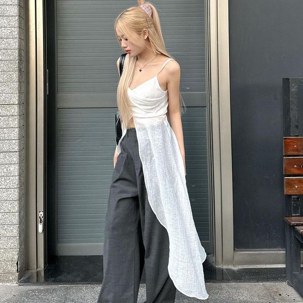 women's tanks beach style solid long camis holiday slash neck sleeveless tank women 2023 summer fashion streetwear, White
women's tanks beach style solid long camis holiday slash neck sleeveless tank women 2023 summer fashion streetwear, White