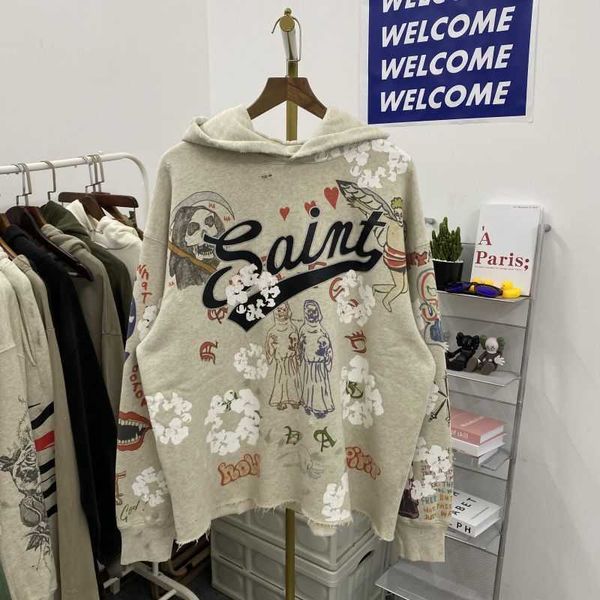 saint michael cartoon pattern handpainted graffiti men's loose small broken hole ragged pullover sweater, Black
saint michael cartoon pattern handpainted graffiti men's loose small broken hole ragged pullover sweater, Black