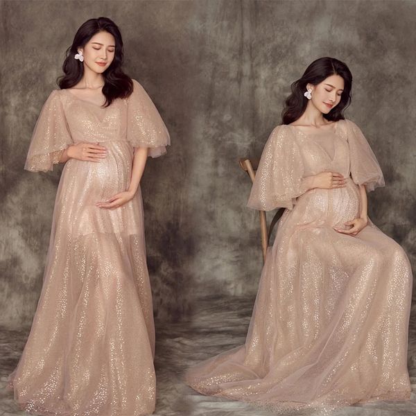 maternity dresses women's pography props perspective glittering pregnant women's dress full sleeve pregnant women's dress stu, White
maternity dresses women's pography props perspective glittering pregnant women's dress full sleeve pregnant women's dress stu, White