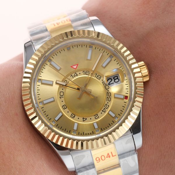 Designer Men's SKY Watch Gold Dial 2813 Automatic Mechanical Movement 42mm Watch Dual Rotation Function Date Sapphire Waterproof Montre De Luxe Gift Watch
Designer Men's SKY Watch Gold Dial 2813 Automatic Mechanical Movement 42mm Watch Dual Rotation Function Date Sapphire Waterproof Montre De Luxe Gift Watch