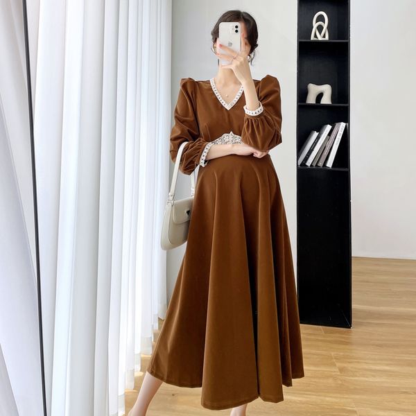 maternity dresses fashion pregnant women's loose fit dress high waist lace splice work v-neck pregnant women's formal dress office, White
maternity dresses fashion pregnant women's loose fit dress high waist lace splice work v-neck pregnant women's formal dress office, White