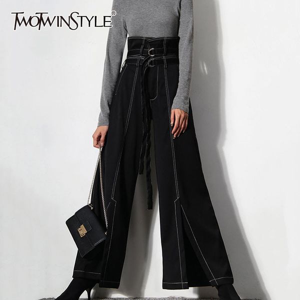 women's shorts twotyle minimalist black split pants high waist wide leg patchwork loose woman clothes spring fashion clothing 230404, White;black
women's shorts twotyle minimalist black split pants high waist wide leg patchwork loose woman clothes spring fashion clothing 230404, White;black