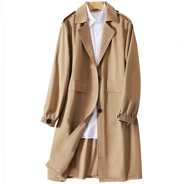 women's trench coats spring autumn 100 cotton long for vintage v neck khaki jackets fashion 2023 elegant female k070 230403, Tan;black
women's trench coats spring autumn 100 cotton long for vintage v neck khaki jackets fashion 2023 elegant female k070 230403, Tan;black