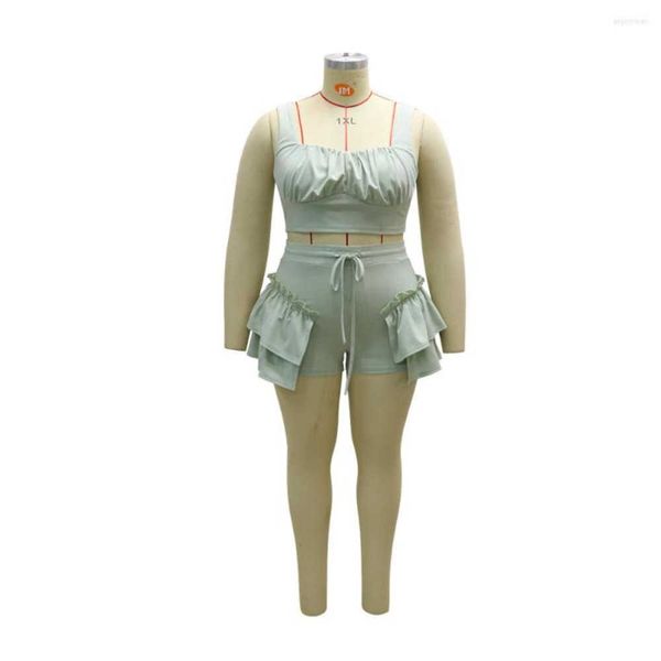 women's tracksuits sujying fashion leisure sports style solid color edge vest shorts large women's two-piece set, Gray
women's tracksuits sujying fashion leisure sports style solid color edge vest shorts large women's two-piece set, Gray