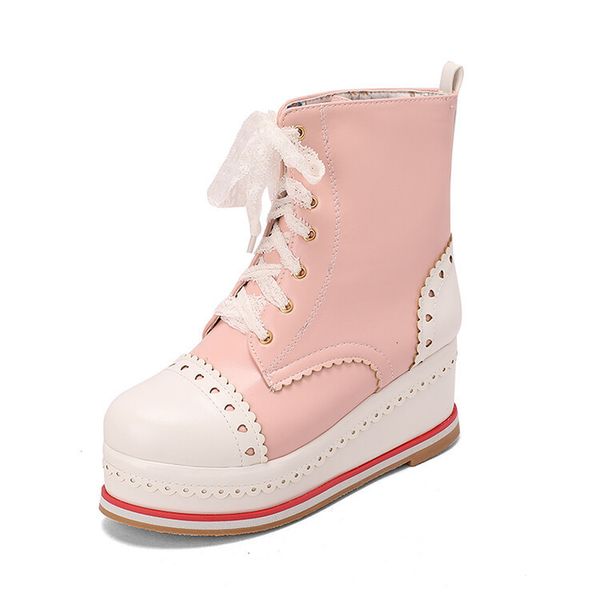 boots zippered lace up leather ankle thick heels in lolita style circular toe height increase 230404, Black
boots zippered lace up leather ankle thick heels in lolita style circular toe height increase 230404, Black