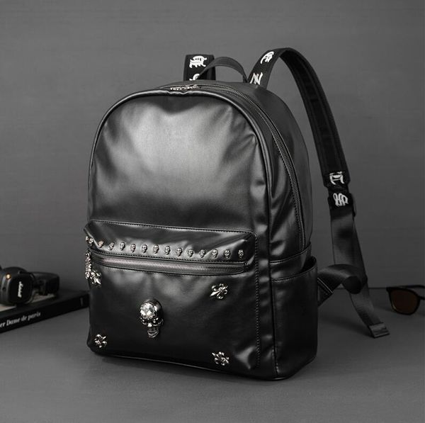 Men shoulder bags street personality ghost head decoration punk backpacks college wind rivet student backpack large-capacity padded leather computer bag 3789#, Black
Men shoulder bags street personality ghost head decoration punk backpacks college wind rivet student backpack large-capacity padded leather computer bag 3789#, Black