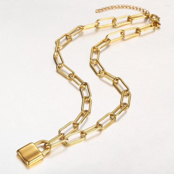 chains stainless steel paperclip layered chain lock pendant necklace for women men gold color silver couple jewelry dn222
chains stainless steel paperclip layered chain lock pendant necklace for women men gold color silver couple jewelry dn222