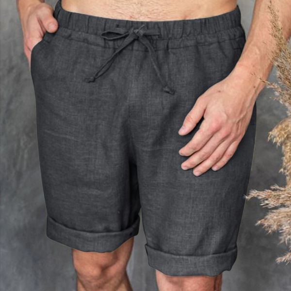 men's shorts men's summer pure cotton linen solid lace casual shorts 230404, White;black
men's shorts men's summer pure cotton linen solid lace casual shorts 230404, White;black