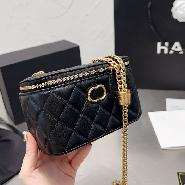 22k womens designer vanity box bag cosmetic case purse medium gold ball adjustable buckle carved metal hardware chain lambskin leather makeu
22k womens designer vanity box bag cosmetic case purse medium gold ball adjustable buckle carved metal hardware chain lambskin leather makeu