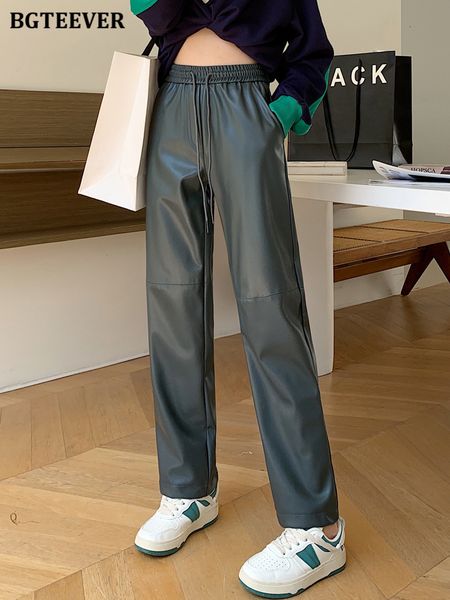 women's shorts bgteever casual drawstring pu leather trouser spring autumn elastic waist straight faux pants female 230404, White;black
women's shorts bgteever casual drawstring pu leather trouser spring autumn elastic waist straight faux pants female 230404, White;black