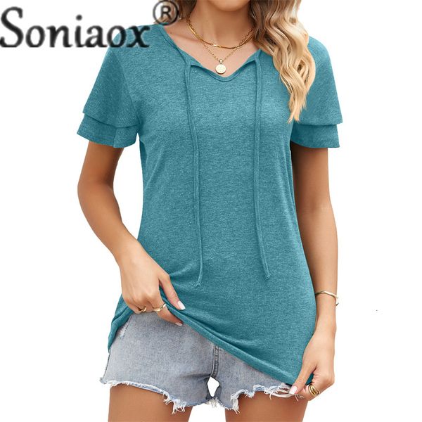 women s t shirt elegant double petal sleeve splicing v neck strap solid color loose casual tees female summer urban 230404, White
women s t shirt elegant double petal sleeve splicing v neck strap solid color loose casual tees female summer urban 230404, White