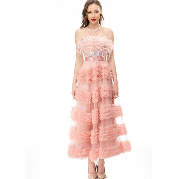 women's runway dresses slash neckline sleeveless feather detailing tiered elegant fashion party prom gown, Black
women's runway dresses slash neckline sleeveless feather detailing tiered elegant fashion party prom gown, Black