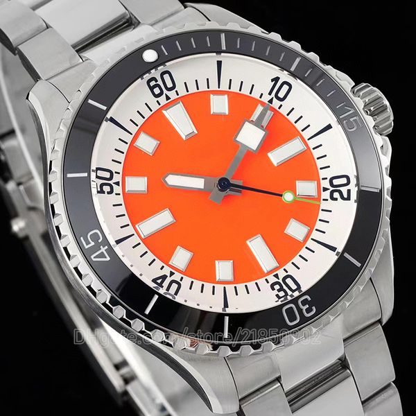 men watch automatic movement luxury watches designer wristwatch orange dial ceramic bezel sapphire rubber strap adjustable montre de luxe se, Slivery;brown
men watch automatic movement luxury watches designer wristwatch orange dial ceramic bezel sapphire rubber strap adjustable montre de luxe se, Slivery;brown