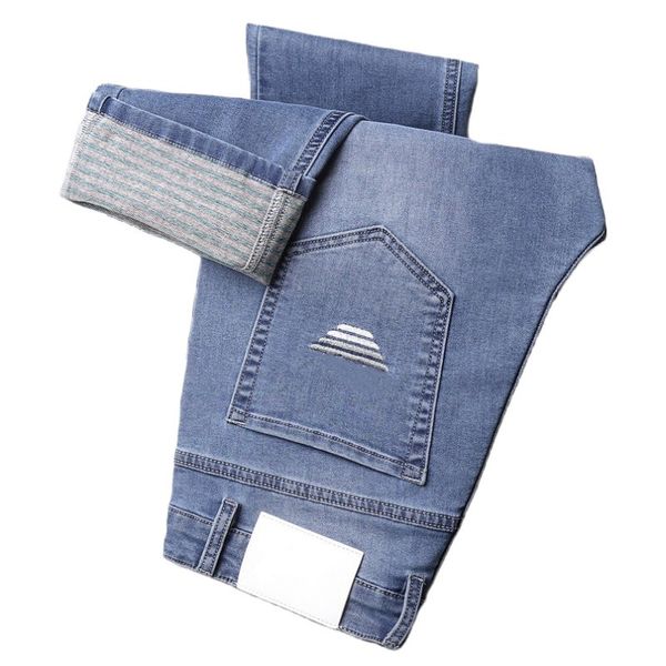 men's jeans spring summer thin denim slim fit european american high-end brand small straight pants xl872-2, Blue
men's jeans spring summer thin denim slim fit european american high-end brand small straight pants xl872-2, Blue