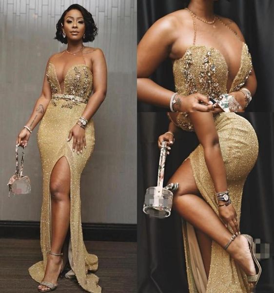 2020 aso ebi arabic gold sequined lace mermaid prom dresses jewel neck sheer crystal split sequins formal evening gowns party2828617, Black
2020 aso ebi arabic gold sequined lace mermaid prom dresses jewel neck sheer crystal split sequins formal evening gowns party2828617, Black