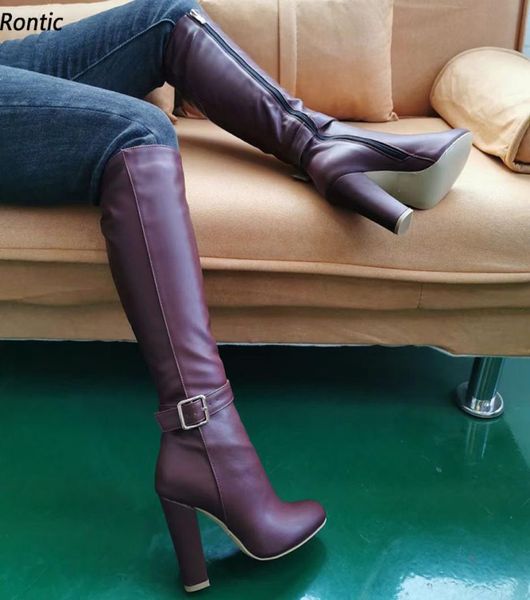 rontic handmade women winter knee boots block heels round toe beautiful burgundy black party shoes us size 5203761229
rontic handmade women winter knee boots block heels round toe beautiful burgundy black party shoes us size 5203761229