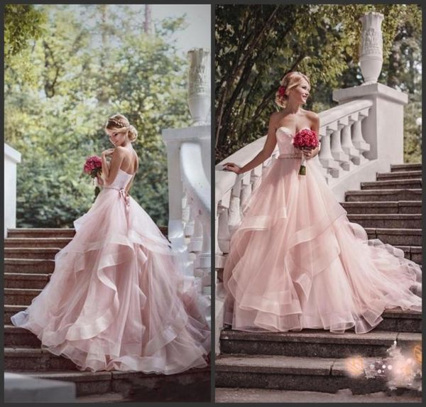 2019 new blush pink garden wedding dresses with ribbon sweetheart beads ruffles skirt princess bohemian bridal dresses with sweep 8152264, White
2019 new blush pink garden wedding dresses with ribbon sweetheart beads ruffles skirt princess bohemian bridal dresses with sweep 8152264, White