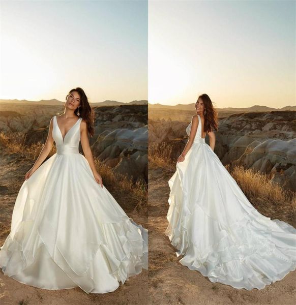 eddy k aline wedding dresses vneck sleeveless backless bridal dress tiered satin sweep train beach bridal go8905027, White
eddy k aline wedding dresses vneck sleeveless backless bridal dress tiered satin sweep train beach bridal go8905027, White