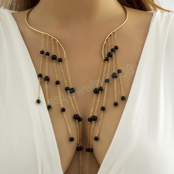 elegant imitation pearl long tassel torques for women white black pearl choker statement chain collar necklace new jewelry, Golden;silver
elegant imitation pearl long tassel torques for women white black pearl choker statement chain collar necklace new jewelry, Golden;silver