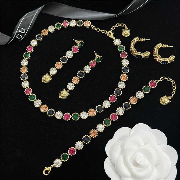 gujia/gjia new double letter candy color diamond necklace bracelet tiger head tassel earrings female, Silver
gujia/gjia new double letter candy color diamond necklace bracelet tiger head tassel earrings female, Silver