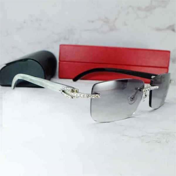 2023 designer glasses new men luxury cubic zircon buffalo horn sunglasses rimless rhinestone iced out buffs women shades eyewear, White;black
2023 designer glasses new men luxury cubic zircon buffalo horn sunglasses rimless rhinestone iced out buffs women shades eyewear, White;black