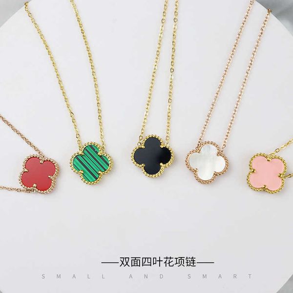 double sided fritillaria necklace steel 18k four leaf clover clavicle chain female net red fashionable jewelry, Silver 
double sided fritillaria necklace steel 18k four leaf clover clavicle chain female net red fashionable jewelry, Silver