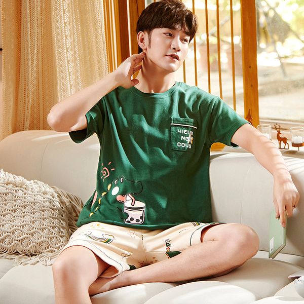 men s sleepwear korean cotton loungewear 2 pieces set pajamas short sleeves sleeping pants summer casual homewear 230404, Black;brown
men s sleepwear korean cotton loungewear 2 pieces set pajamas short sleeves sleeping pants summer casual homewear 230404, Black;brown