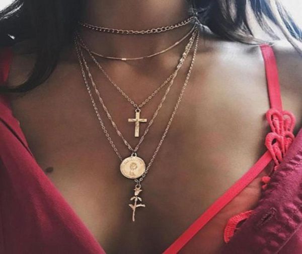 multilayers gold chain with cross rose flower coin pendant necklace bohemian jewelry for women love gift2338037, Silver
multilayers gold chain with cross rose flower coin pendant necklace bohemian jewelry for women love gift2338037, Silver
