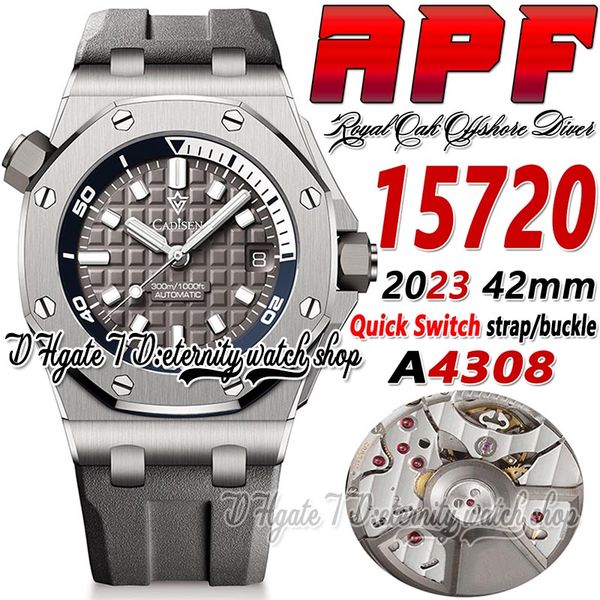 apf v2 apf15720 a4308 automatic mens watch 42mm steel case gray textured dial rubber strap with functional quick removal endlinks super edit, Slivery;brown 
apf v2 apf15720 a4308 automatic mens watch 42mm steel case gray textured dial rubber strap with functional quick removal endlinks super edit, Slivery;brown