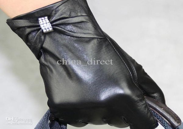 ladies rithstone genuine leather gloves skin gloves leather gloves 31404634567, Blue;gray