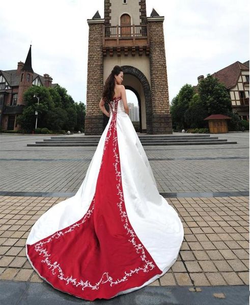 vintage white and red country wedding dresses 2021 aline embroidery strapless long train bridal gowns back laceup plus size brid9487979 
vintage white and red country wedding dresses 2021 aline embroidery strapless long train bridal gowns back laceup plus size brid9487979