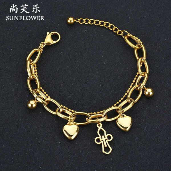 colorless titanium small stainless steel hollow cross student bracelet female, Golden;silver
colorless titanium small stainless steel hollow cross student bracelet female, Golden;silver