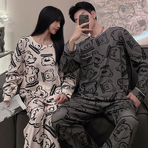 men s sleepwear big size pajamas set for couple autumn long sleeved pants two piece spring plus loungewear cotton nightwear 230404, Black;brown
men s sleepwear big size pajamas set for couple autumn long sleeved pants two piece spring plus loungewear cotton nightwear 230404, Black;brown