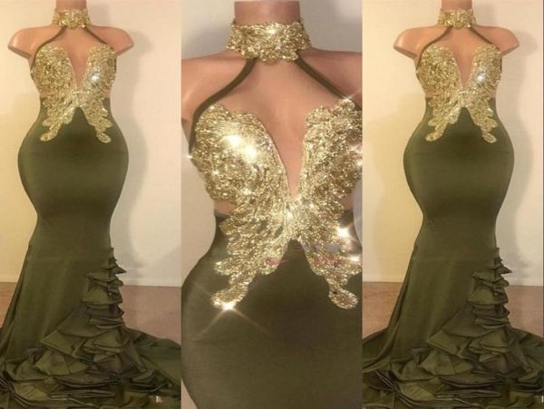 vestidos new olive green mermaid prom dresses high neck gold crystal beaded ruffles sweep train custom formal party dress eve3134745, Black
vestidos new olive green mermaid prom dresses high neck gold crystal beaded ruffles sweep train custom formal party dress eve3134745, Black