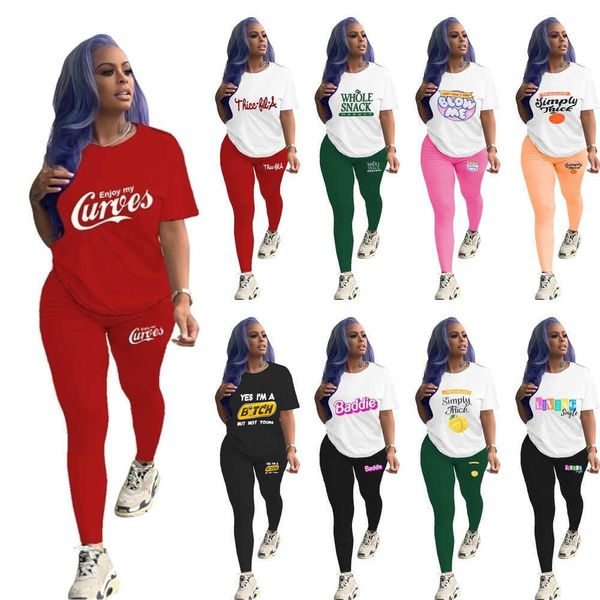 designers women 2 two piece pants outfits spring summer clothing letter printed short sleeved t-shirt leggings matching sets, White
designers women 2 two piece pants outfits spring summer clothing letter printed short sleeved t-shirt leggings matching sets, White