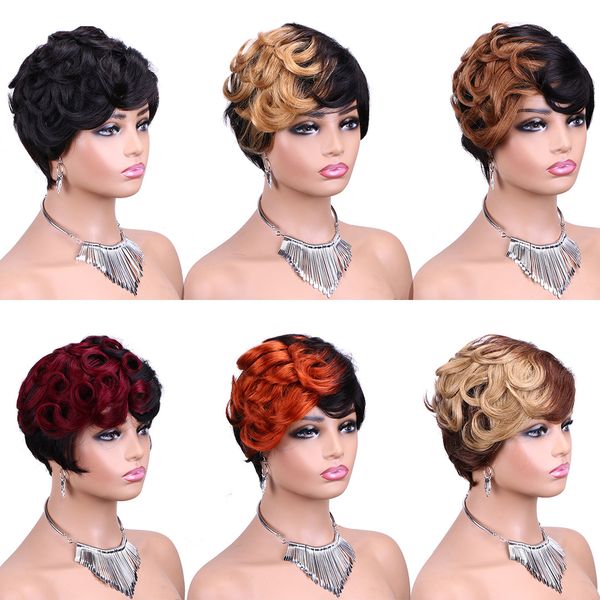 ombre pixie cut hairstyles short human hair none lace machine made wigs glueless wig, Black
ombre pixie cut hairstyles short human hair none lace machine made wigs glueless wig, Black