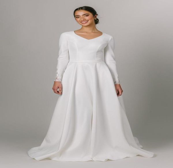 2021 simple aline satin modest wedding dresses bridal gowns v neck long sleeves custom made elegant6397354, White
2021 simple aline satin modest wedding dresses bridal gowns v neck long sleeves custom made elegant6397354, White