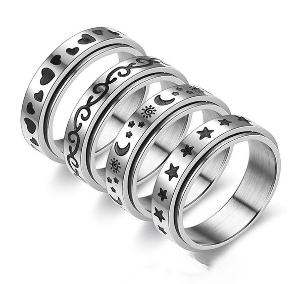 rotatable stainless steel spinner ring for women mens fidget band rings moon star celtic stress relieving wide wedding anxiety8092294, Silver
rotatable stainless steel spinner ring for women mens fidget band rings moon star celtic stress relieving wide wedding anxiety8092294, Silver