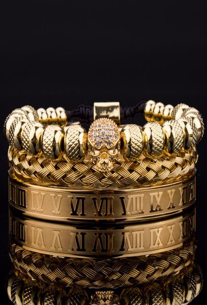 3pcs luxury roman royal skull charm men stainless steel geometry pulseiras open adjustable bracelets couple jewelry5018663, Golden;silver
3pcs luxury roman royal skull charm men stainless steel geometry pulseiras open adjustable bracelets couple jewelry5018663, Golden;silver