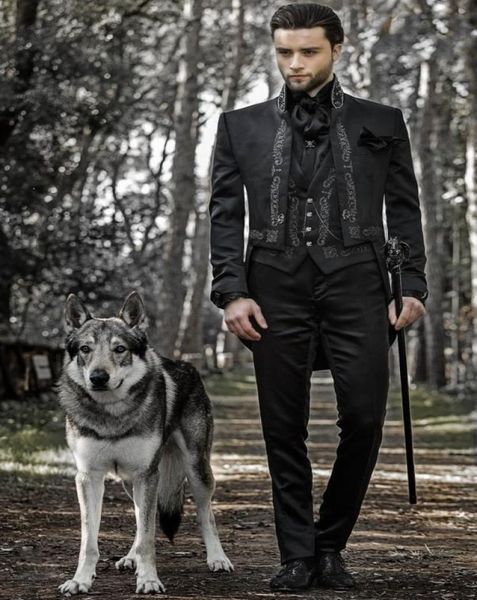 embroidery full black mens morning tailcoat three pieces jacketpantvest formal business tuxedos office costume bridegroom clot6222252, Black;gray
embroidery full black mens morning tailcoat three pieces jacketpantvest formal business tuxedos office costume bridegroom clot6222252, Black;gray