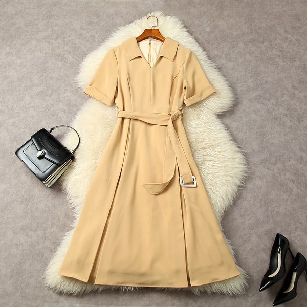 casual dresses european and american women's clothes 2023 spring new lapel short sleeve belt solid color fashion pleated dress, Black;gray
casual dresses european and american women's clothes 2023 spring new lapel short sleeve belt solid color fashion pleated dress, Black;gray