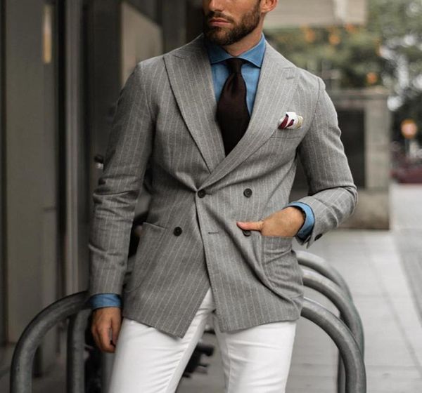light gray pinstripe groom wear slim fit double breasted peaked lapel mens business formal prom tuxedos man blazer suit only 7685670, Black;gray
light gray pinstripe groom wear slim fit double breasted peaked lapel mens business formal prom tuxedos man blazer suit only 7685670, Black;gray