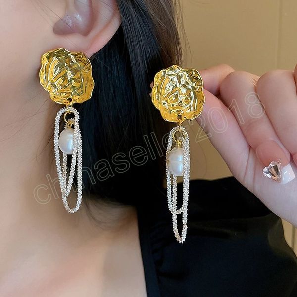 pearl chain flower dangle earrings for women fashion design gold flower women drop earring light luxury jewelry gift, Silver
pearl chain flower dangle earrings for women fashion design gold flower women drop earring light luxury jewelry gift, Silver